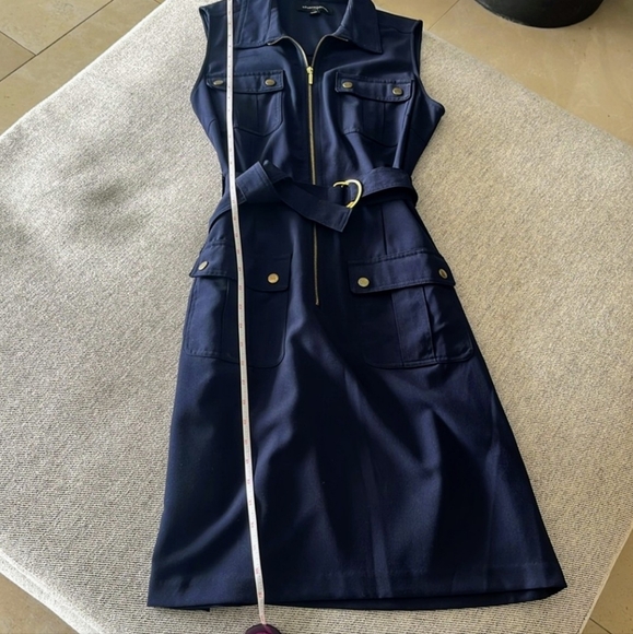 Navy Blue Sleeveless Midi Dress Sz 10 - Picture 7 of 9